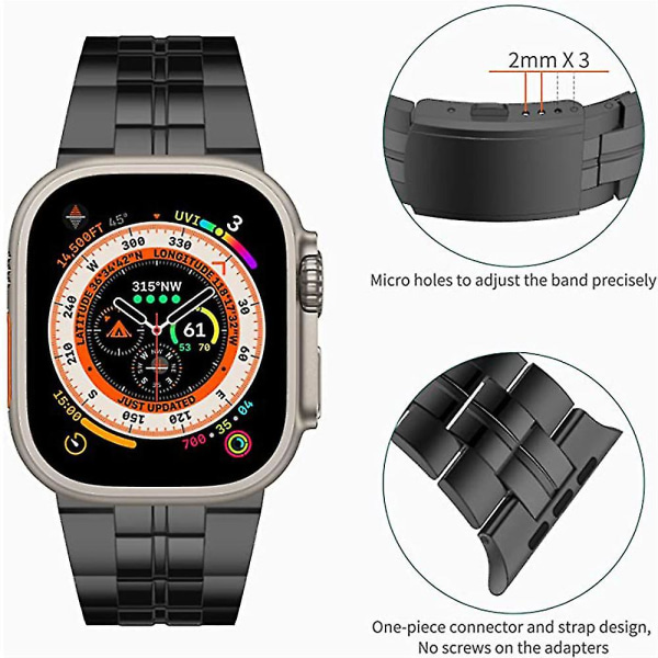 Ylellinen titaanihihna, joka on yhteensopiva Apple Watch Band Ultra 49mm 45mm 44mm 41mm 3 -HG kanssa grey
