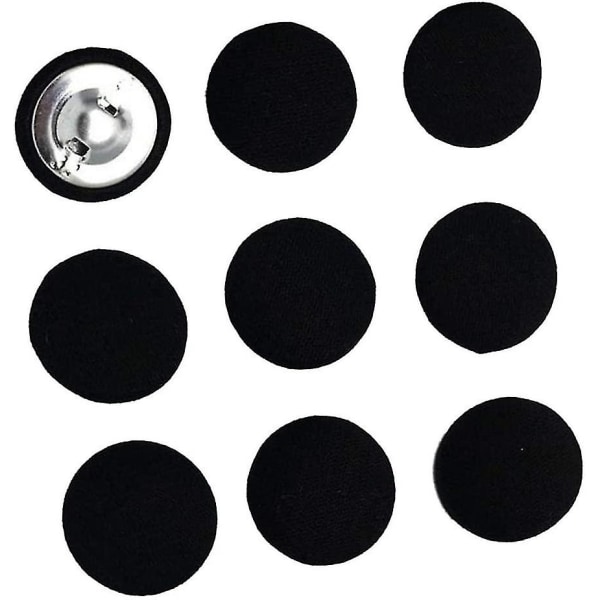 10 stk runde stoffdekkede knapper dekorativ skaftknapp 20 mm sydekor, svart