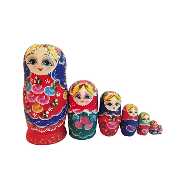 Mandarin 7 stk stabelbare blomsterpige Matryoshka Nesting Dolls