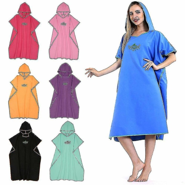 Strandhandduk Poncho Badhuva Snabbtork Morgonrock Simhandduk V_y Black