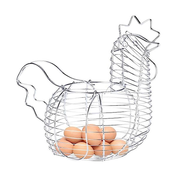 Metalltråd Eggkurver For Egg, Kyllingformet Eggstativ, Rustikk Runde Kurver Samling Egg Med