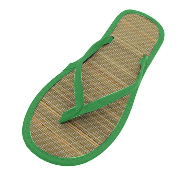 Flate flip-flops for kvinner, kompatible med bordsklir med sklisikre sandaler Silent bambus- og rottingflip-flops Green