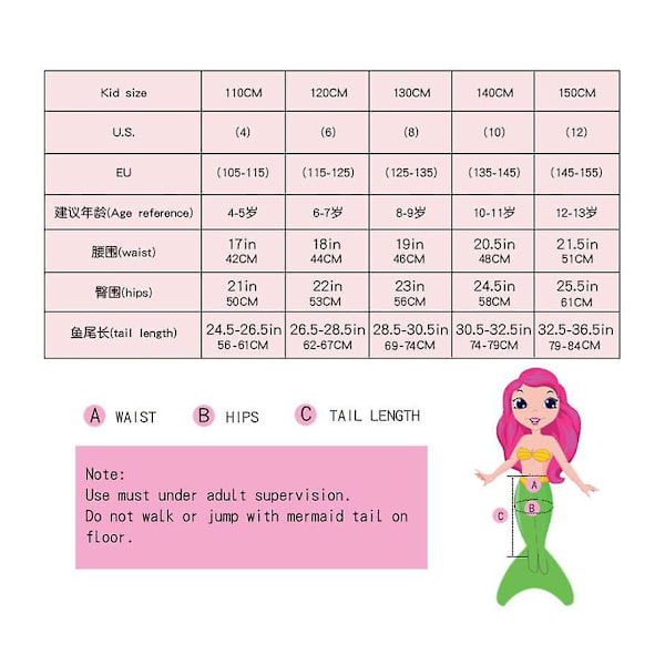Tredelt havfrue-badedragt til børn Mermaid Tail-badedragt/flere stilarter at vælge imellem Style6 110cm