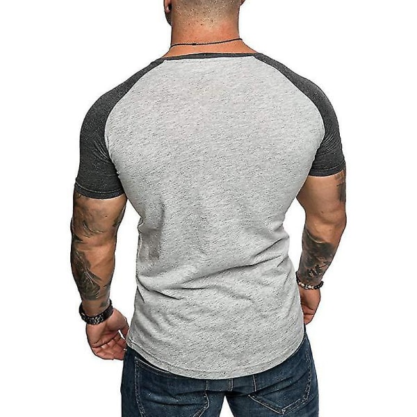 Herre Gym T-shirt Sports Kortærmede Toppe Light Grey M