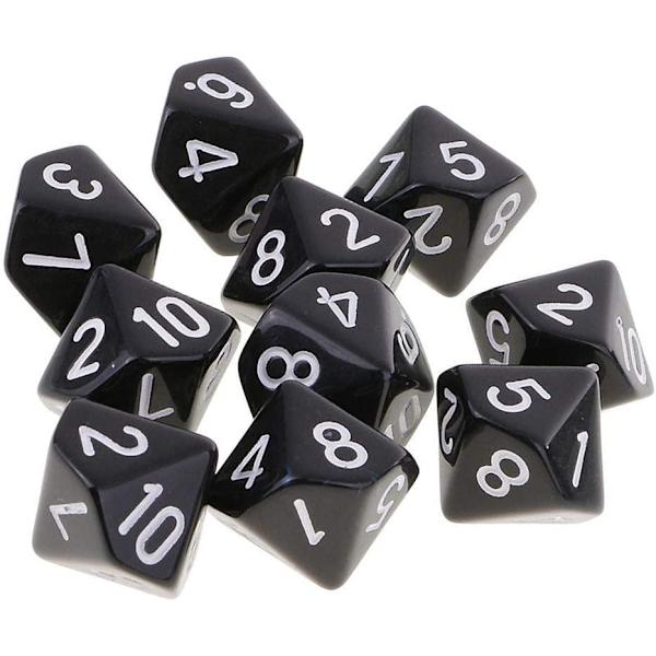 Yourandoll 10 kpl D10 polyhedral set - musta DND RPG -lautapeleihin