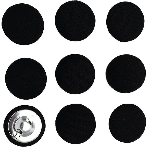 10 kpl Pyöreät Kangaspeitetyt Napit Koristeelliset Varsi Napit 20mm Ompelemaan Koristeluun, Musta