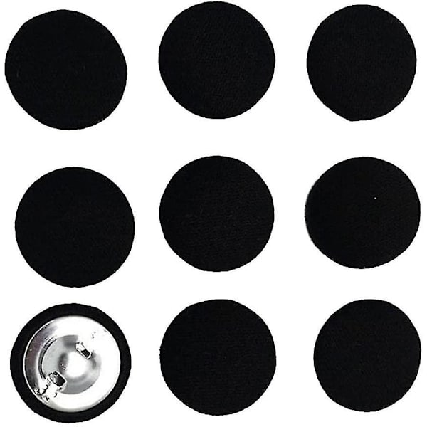 10 stk Runde Stofbetræk Knapper Dekorative Skaftknap 20mm Syning Dekoration, Sort
