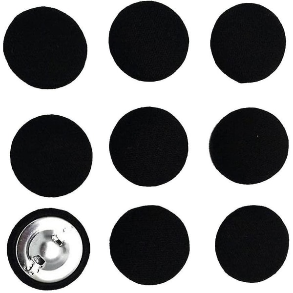 10 stk runde stoffdekkede knapper dekorativ skaftknapp 20 mm sydekor, svart
