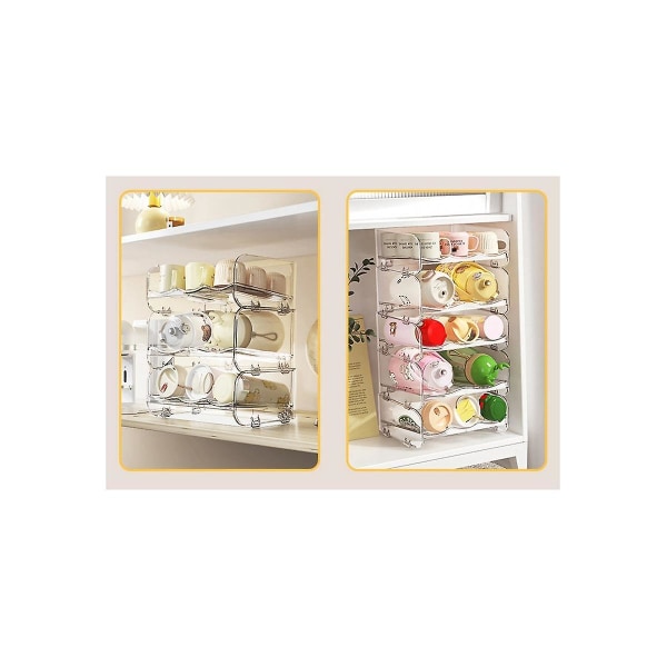 Krus Oppbevaringsstativ Skrivebord Multi-lags Transparent Støvtett Husholdning Stablet Organizer Oppbevaring R