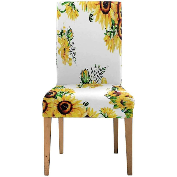 Vackra Blommor Solrosor Stretch Stolsöverdrag Skydd Sitsöverdrag Kompatibel Med Matrum Hotell Bröllop Fest Set Om 1