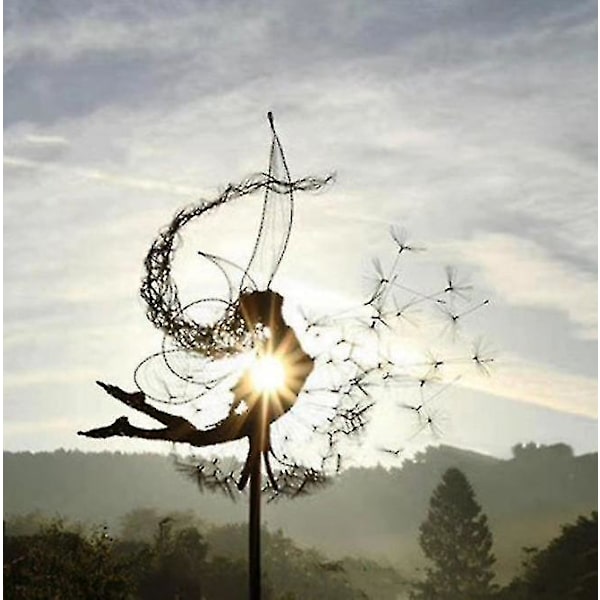 Dansande Fairy Maskros Staty Ornament Stakes Dandelion F