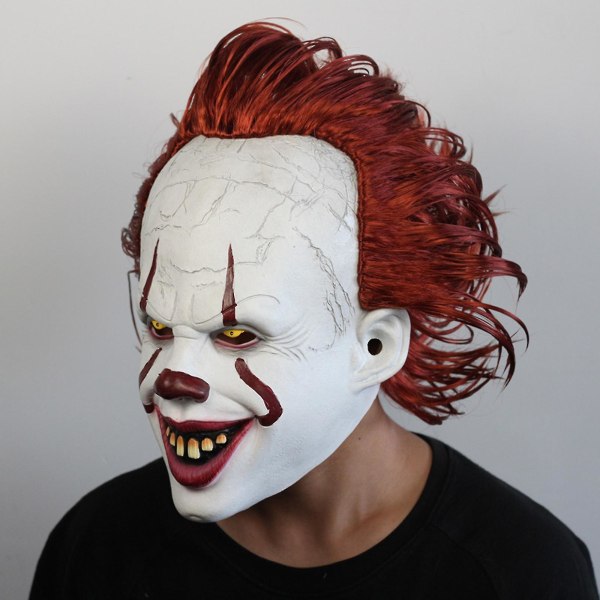 Scary It Pennywise Uhyggelig Klovnmaske Klovnmaske Kompatibel Med Cosplay Dekoration Buck Teeth Glowing
