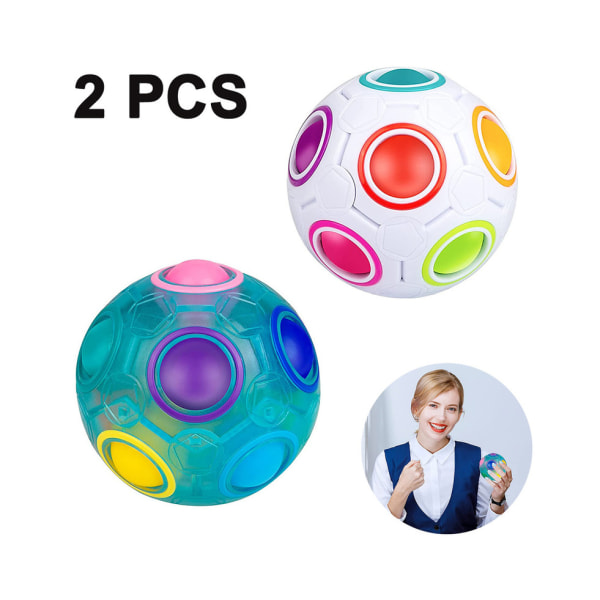 2-Pack Magic Rainbow Puzzle Balls - Brain Teaser Fidget Toys