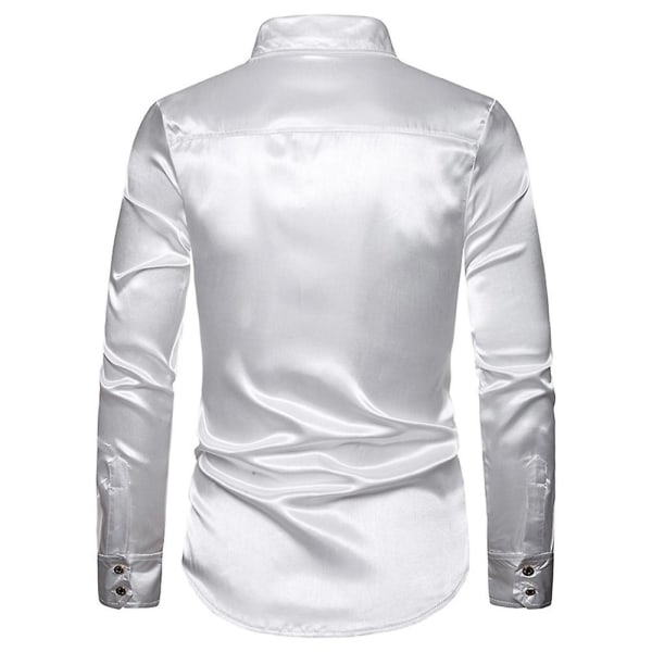 Menners Slim Fit Sequin Skjorte med Knapper - Festantrekk White M