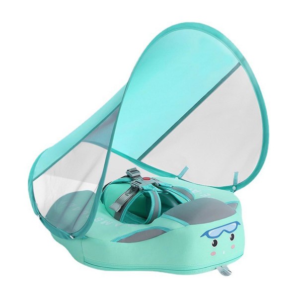 Premium Smart Swim Trainers med Solskydd, Ingen Uppblåsning, Läckagesäkra Babybadringar Green