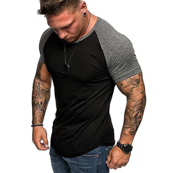 Miesten Gym T-paita Urheilu lyhythihaiset Topit Black 3XL