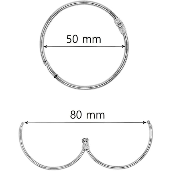 12 duschdraperiringar med metallkrok Öppningsbar cirkulär ring 50 mm för gardiner, badrum, hem, arkivskåp Metallic färg, silver