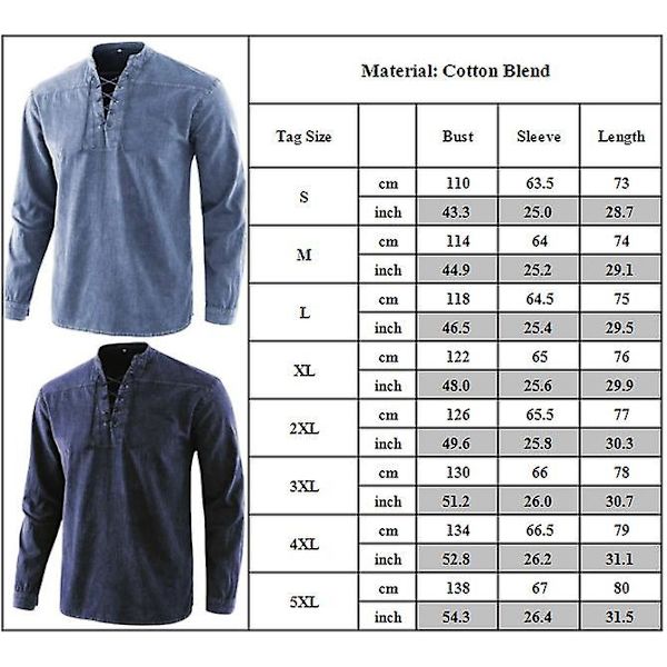 Miesten vintage -paita pitkähihainen casual V-kaula-aukkoinen nauhallinen kiristysnauha Topit Retropaidat Grey 5XL