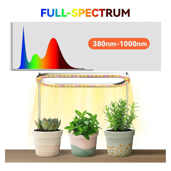 Grow Lights Kompatibel med inomhusväxter, Full Spectrum Led 50 Grow With Yellow Lights, höjdjusterbar Halo KL