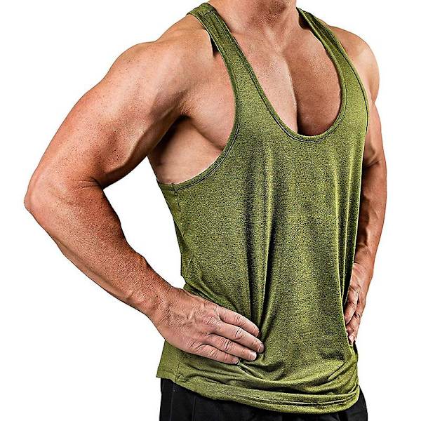 Miesten Kuntosali Urheiluliivi Treeni Fitness Tank Topit Army Green XL