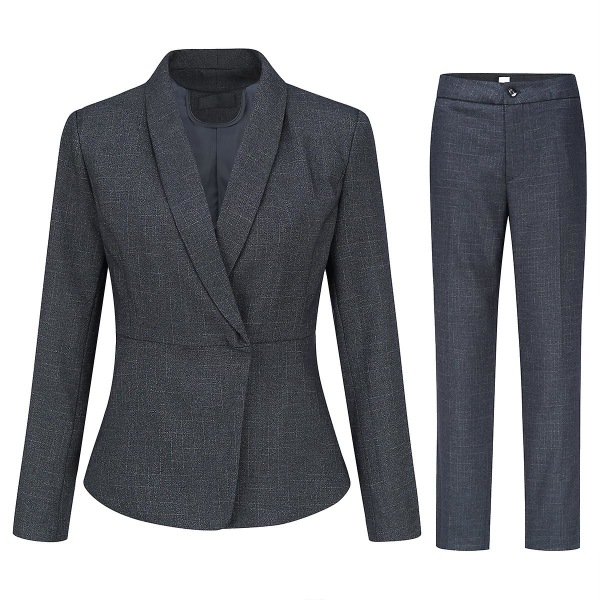 Yynuda kvinners 2-delers kontordame Slim Fit forretningsdress (blazer + bukse) Grey L