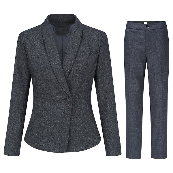 Yynuda naisten 2-osainen Office Lady Slim Fit työpuku (bleiseri + housut) Grey S