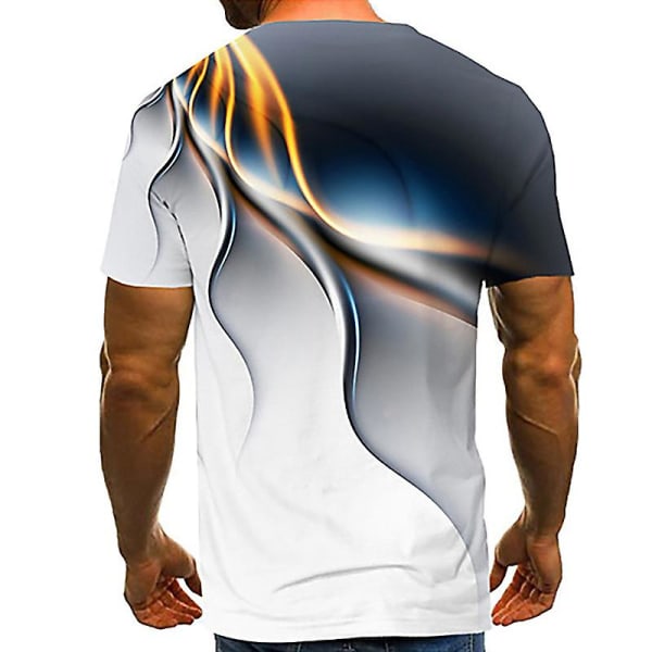 Herre sommer 3d kortærmede T-shirt toppe White 2XL