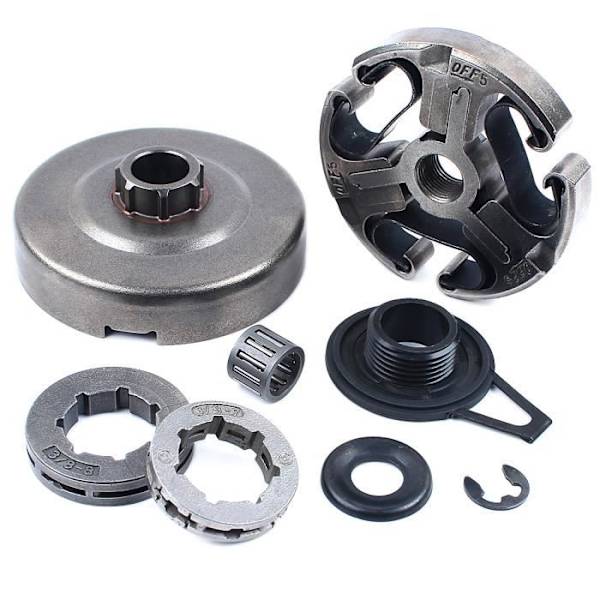 3/8" 7T 8T trumkoppling Kedjehjulsfälgsats kompatibel med Husqvarna 365 372 372XP 371 362 Nållager bricka Clip Hg