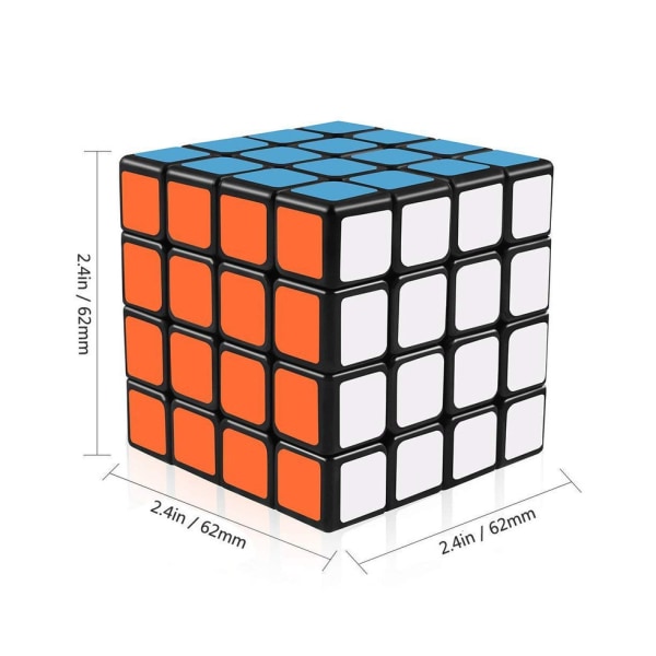 Xelparuc Speed ​​Cube 4x4 - Sort Base 6-farvet hjernetrim