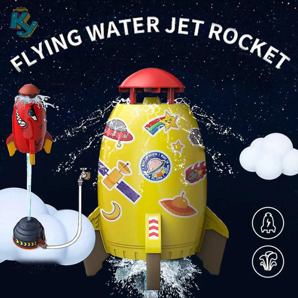 Space Raket Jet Sprinkler Spinner Flyvende Splash Lege Vandlegetøj Sommer Udendørs Vanddrevet Launcher Børne Badelegetøj Yellow