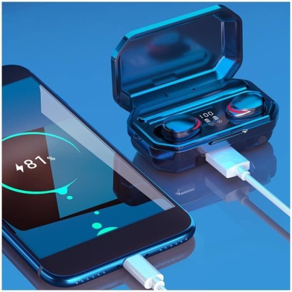 TWS Bluetooth-øretelefoner Trådløst Headset IPX7 Vandtæt Sports Stereo Trådløs øretelefon Touch Bass Headset Mini [C371340]