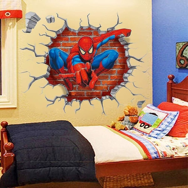 Spiderman Wall Stickers Gjør-det-selv avtagbare Spiderman Children Themed Art Boy Room Wall Stickers Hs