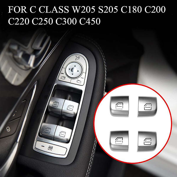 4 st Dörrfönsterglaslyftkontrollbrytare Knapp Kompatibel med C-klass W205 Glc W253 -HG