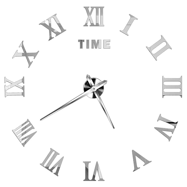 Roomalaiset Numerot Seinäkellot 3d DIY Peili Seinäkello Akryyli Tarra Muodikkaat Kvartsikellot Kello Koti Sisustus Reloj De Pared Silver 1 27inch 2D (No EVA)