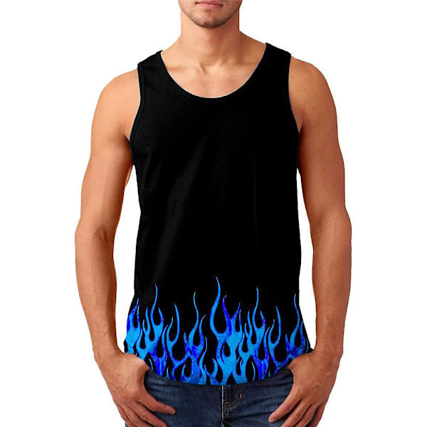 Herrarnas Tryckta Ärmlösa T-shirt Sport Tank Tops Sommar E 2XL