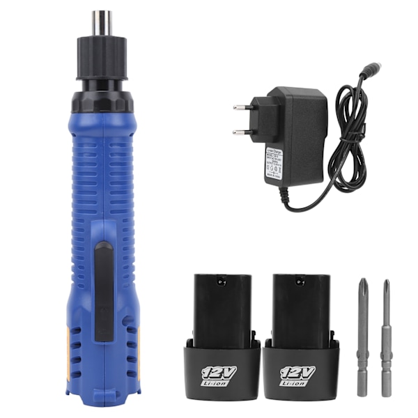 12V elektrisk skrutrekker trådløs multifunksjonsskruedriver justerbar torsjon med 2 Lipo-batterier (EU-plugg 100240V)