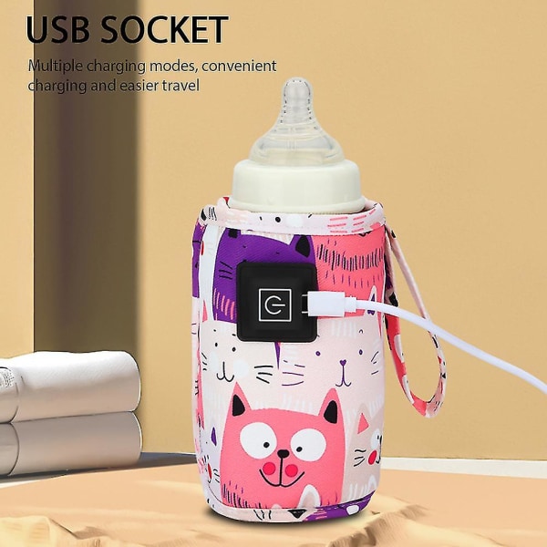USB baby 3-hastighets temperaturkontroll flaska isoleringsfodral Yellow