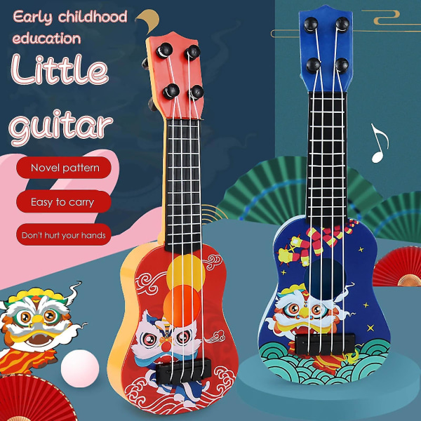 Minigitarr för baby nybörjare klassisk miniukulelegitarr pedagogisk musikinstrumentleksak för barn tidig utbildning Red