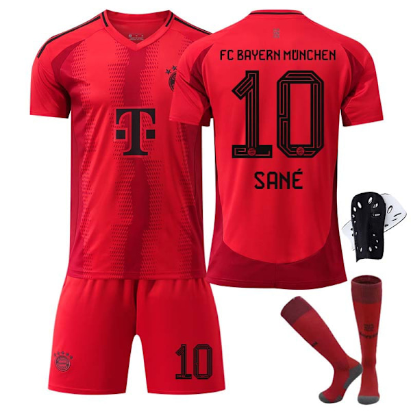 2425 Bayern trøje Sane trøje fodbold uniform dragt med sokker+Beskyttende gear 20(110-120cm)