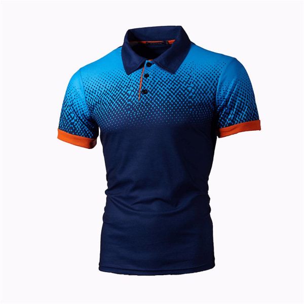 Menn Mote Korte Ermer Polo Skjorter Casual Knapp Gradient Golf T-skjorte Topper Navy blue Yellow M