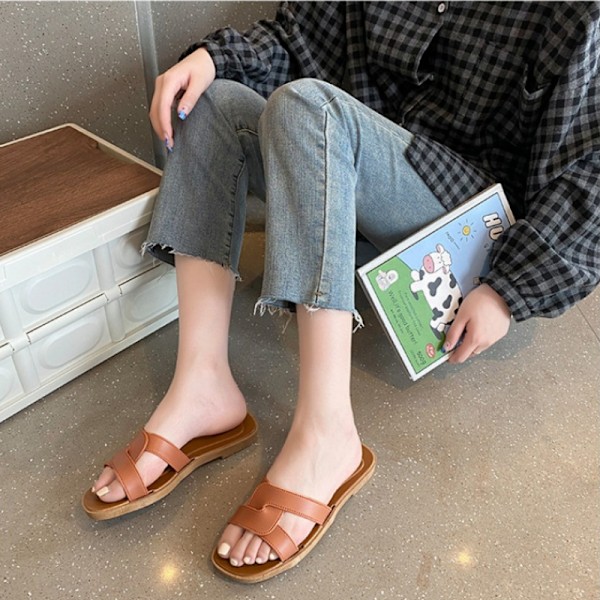 Sommerslippers for kvinner, utendørsbruk, koreansk stil Ins Web, motesandaler 778-2 Three-stripe yellow 40-41