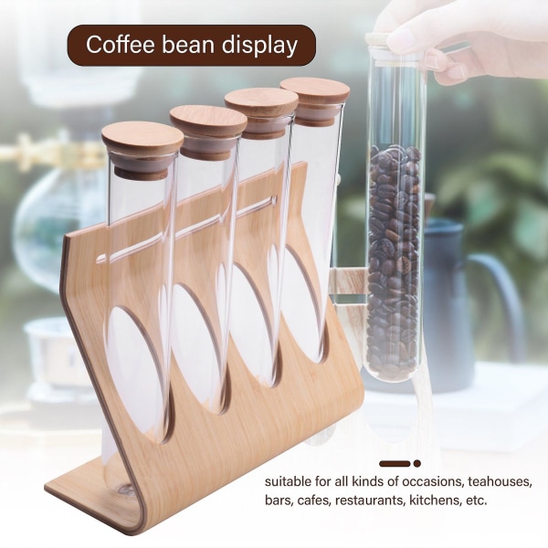 Trä Kaffebönor Te Display Rack Ställ glasprovrör förseglad förvaring dekorativa prydnader Cere