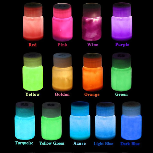 Glow-in-the-Dark Malingsett Selvlysende Fosforescerende Maling Selvlysende Fargestoff For Vegg Kroppsmaling hg
