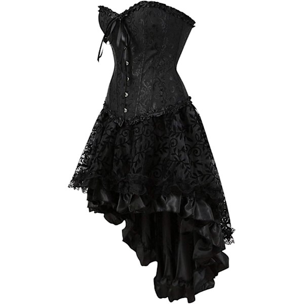 Szivyshi Kvinders Overbust Sweetheart Snøre Plastikknogler Korset Bustier Top -ge Black819 L
