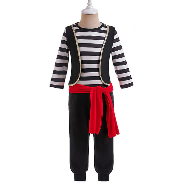 1-9 år Barn Pirate Cosplay kostyme Topper+bukser+belte Halloween Fest antrekk Sett Fancy Dress Gaver 4-5 Years