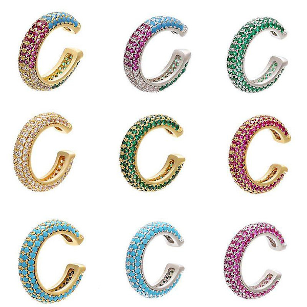 C-Formet Cz Zirconia Øre-Clip Hip Hop Trendy Kobber Indlagt Øre-Manschet Fo -HG SHED002-3
