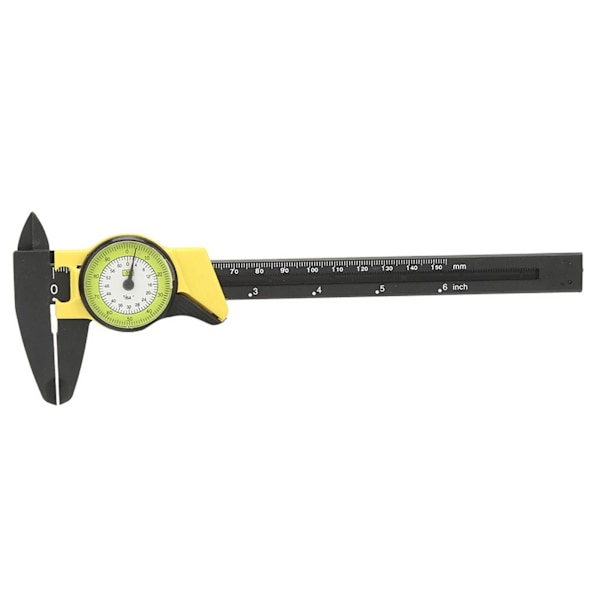 0-150mm Plastic Dial Vernier Caliper Ruler Gauge Roofessional Measure Tool (Yellow)