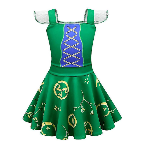 Jentekostyme for 3-10 år - Hocus Pocus 2 Heks Cosplay Festdrakt Kappe Veske Sett - Grønn 3-4Years