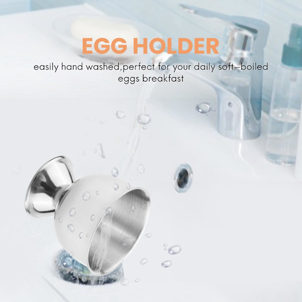 Eggkoppbrett i rustfritt stål, holder for myke kokte egg, kan brukes med små vinglass, 6 sett Silver