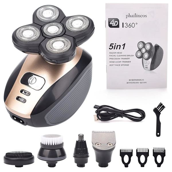 5 i 1 Multifunksjonell 4D Elektrisk Barbermaskin Multifunksjonell Elektrisk Barbermaskin 5 Hode Barbermaskin Oppladbar Kan Vaskes Skalle Maskin Fff B